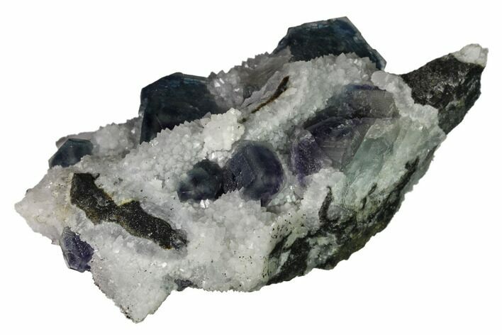 Multicolored Fluorite Crystals on Quartz - China #164013